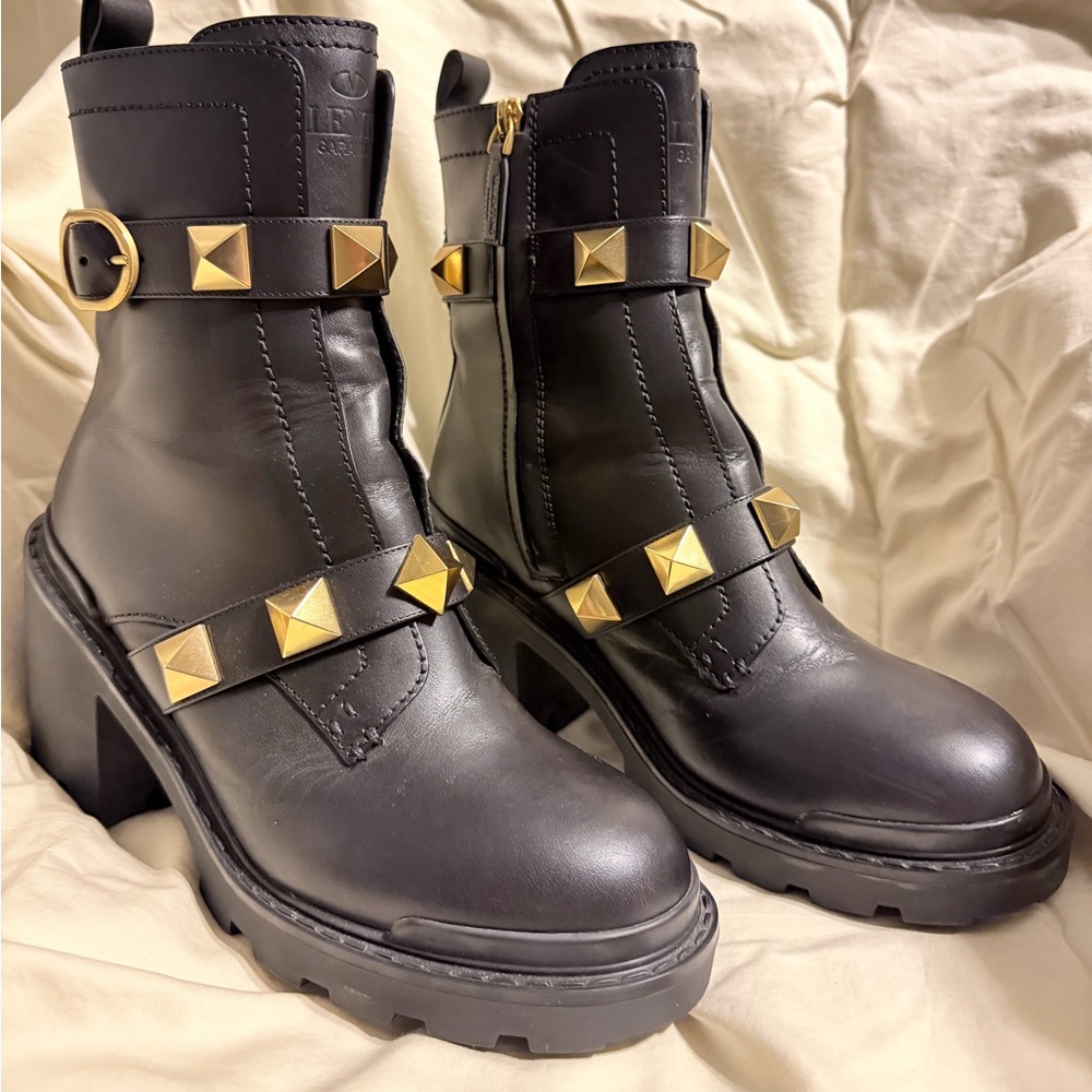 Valentino Black Leather Ankle Boots